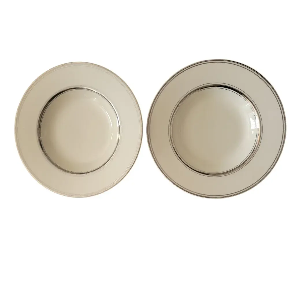 Vintage Atlas China Soup Bowls: Silver Trim, Fine China, Chic USA Made, Set of 2